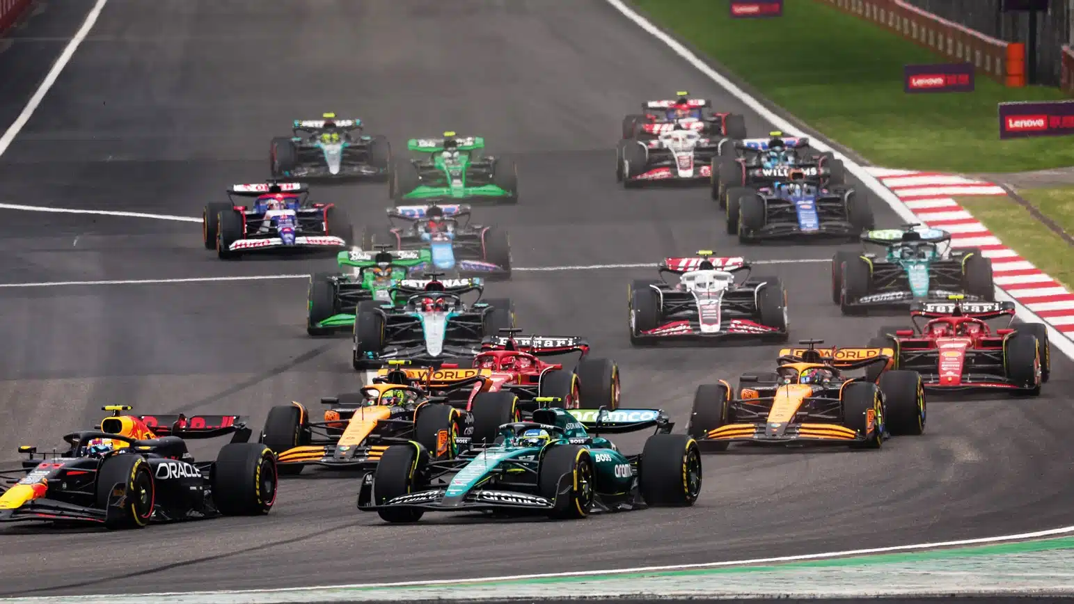 Fernando Alonso stamps his claim on second place in Shanghai. Little did Sergio Pérez know at the time...