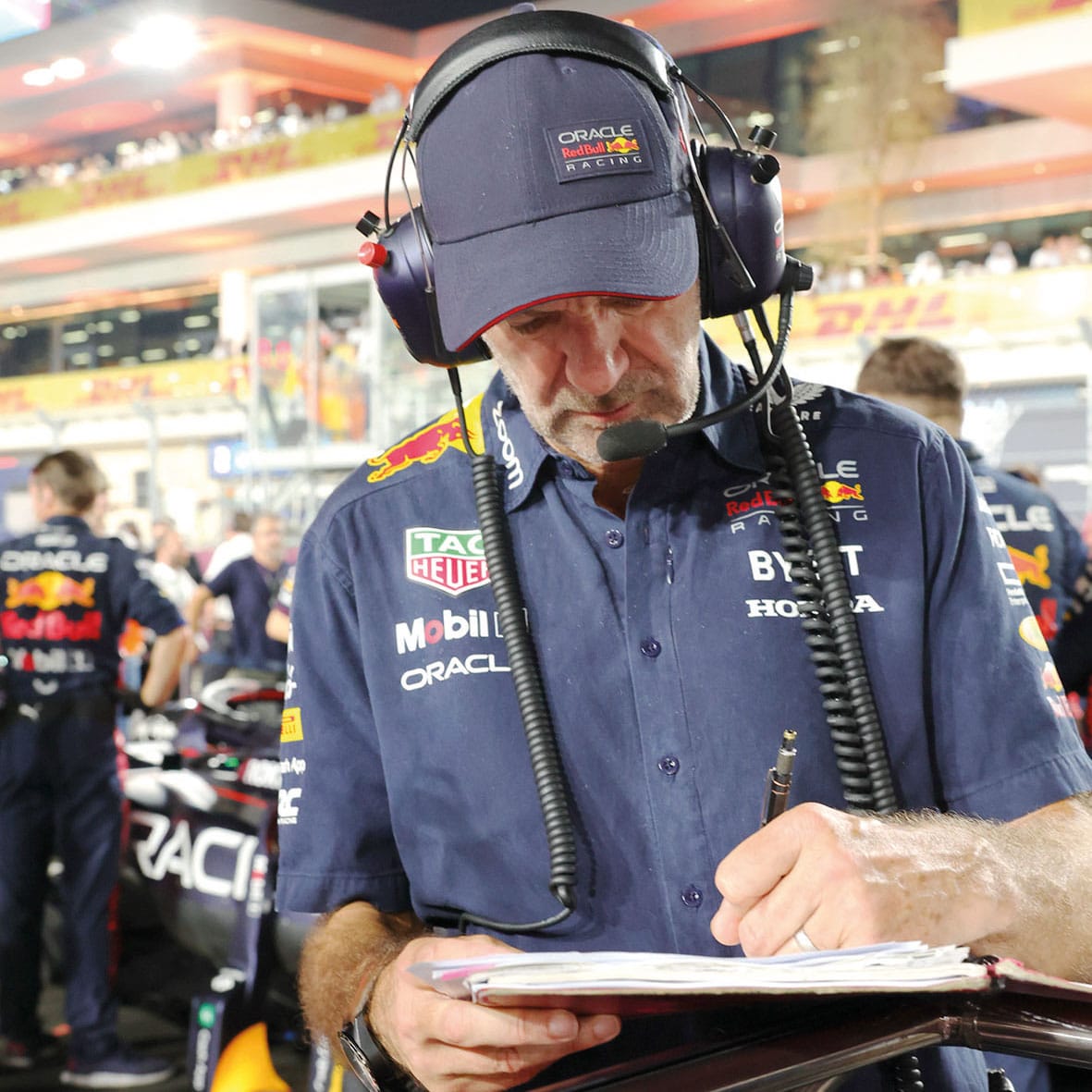Adrian Newey taking notes