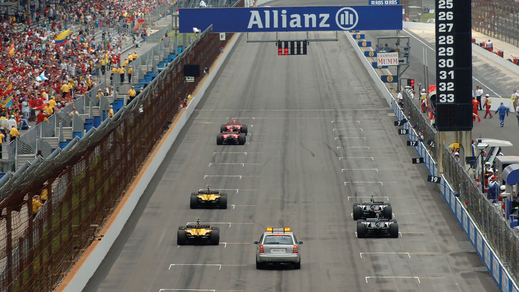 F1 US Gp 6 cars on the grid
