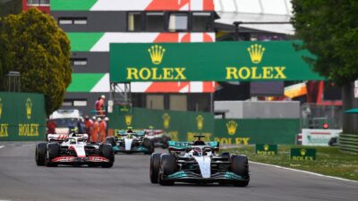 George Russell on track at Imola in 2022 Emilia Romagna Grand Prix