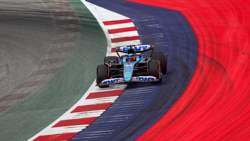 Esteban Ocon runs wide off track in the 2023 F1 Austrian Grand Prix