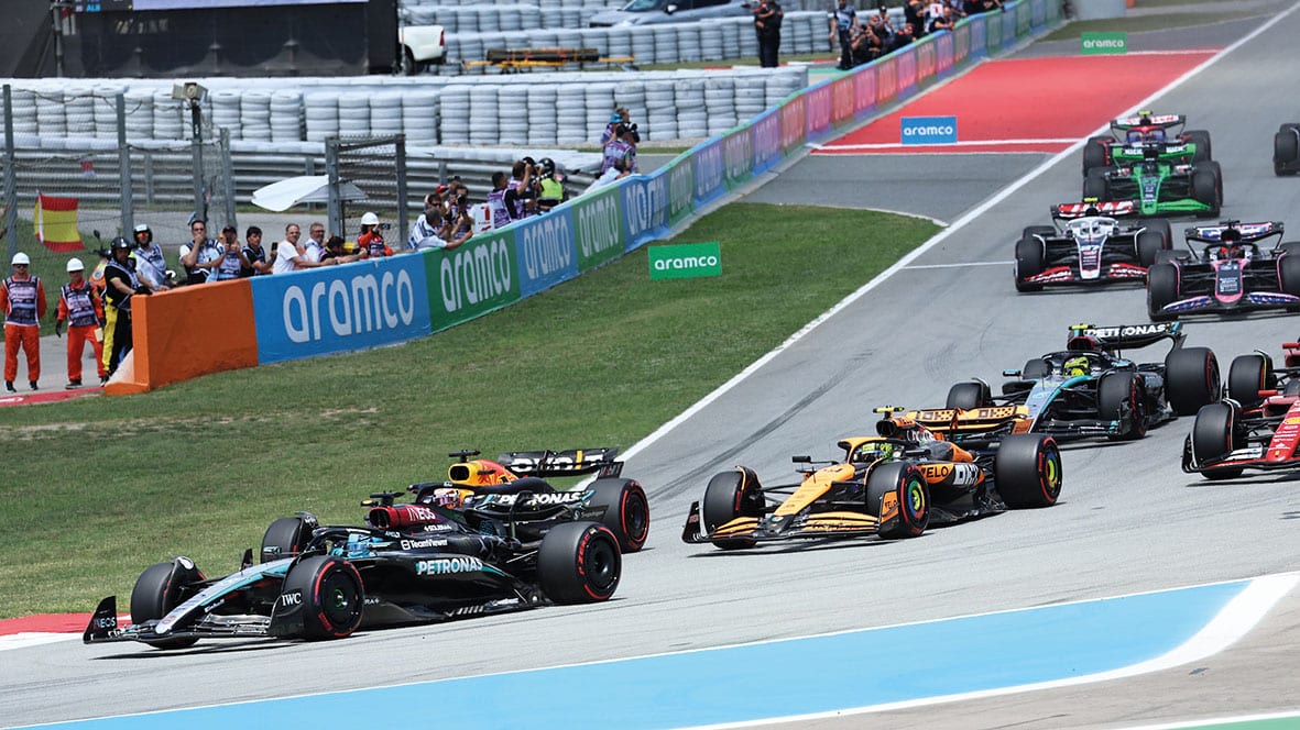 George Russell leads Spanish GP