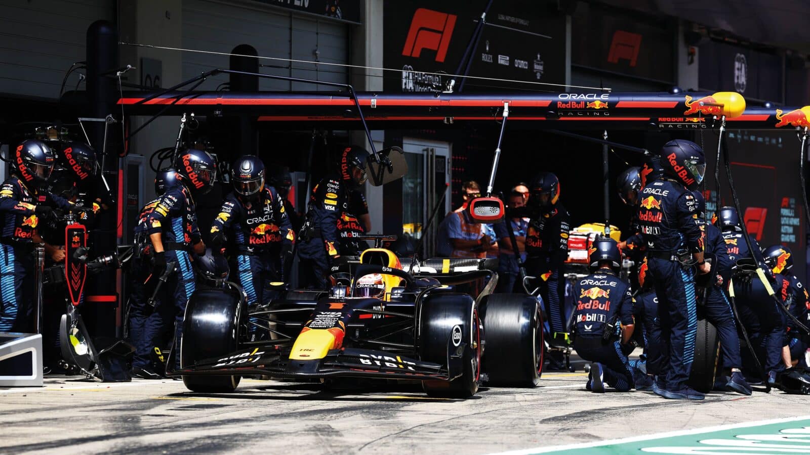 Max Verstappen in pits at Austrian GP