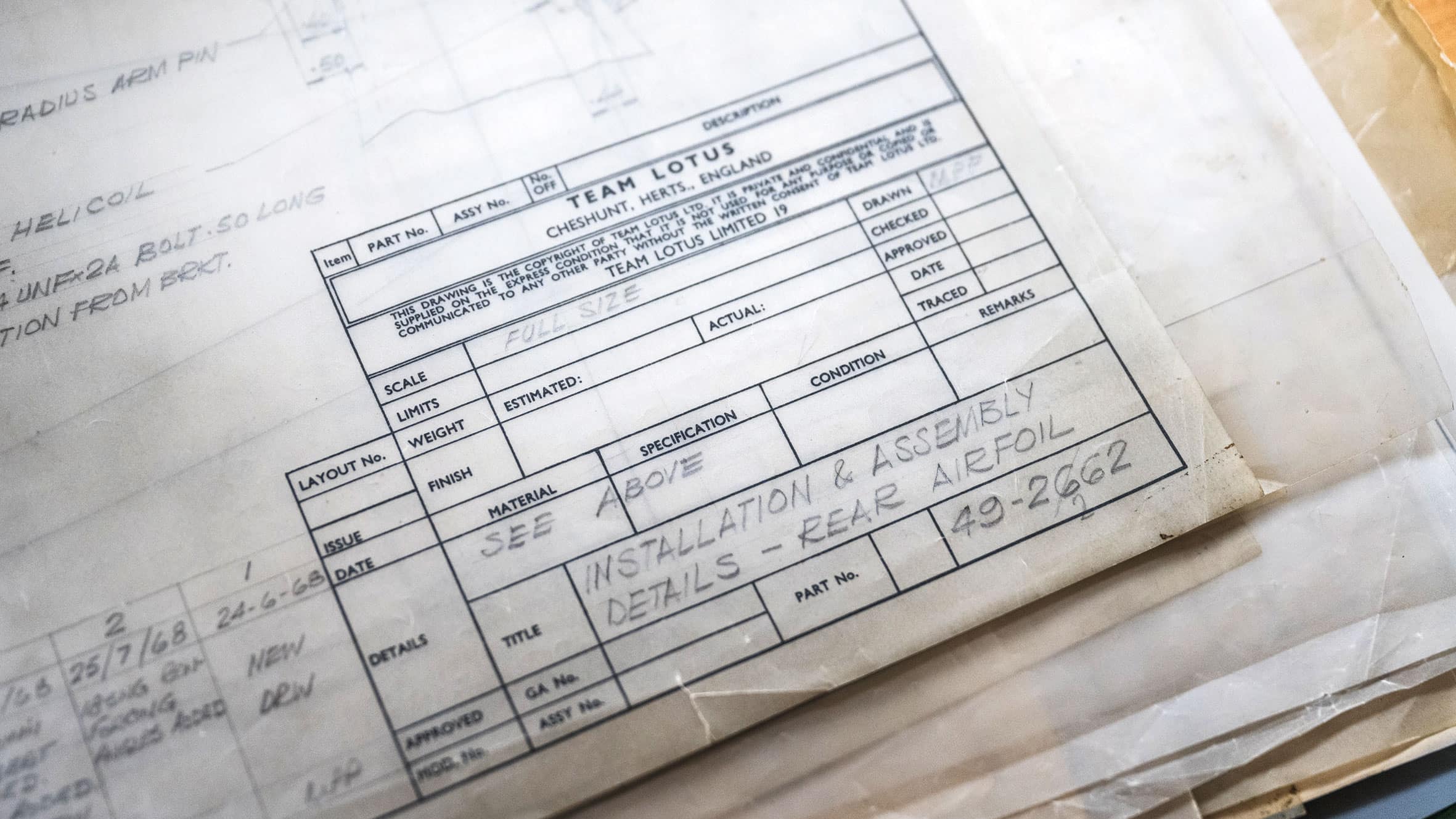 Team lotus drawing notes