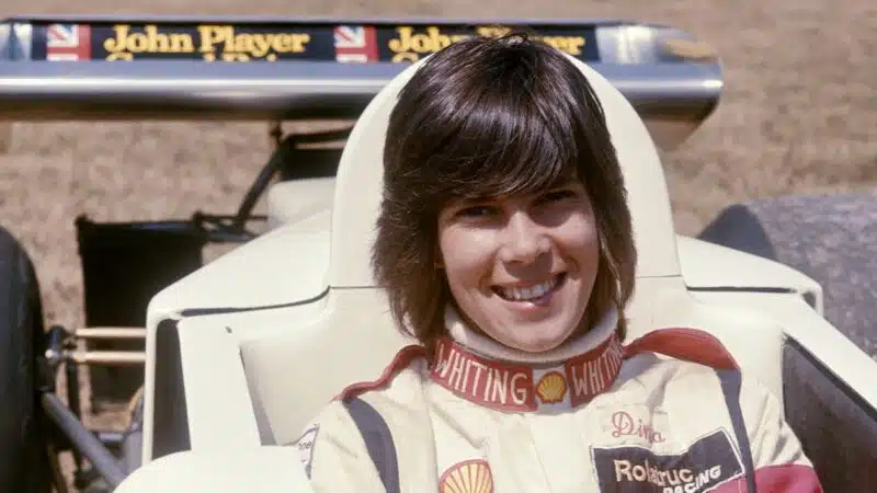 Divina Galica in Surtees F1 car ahead of the 1976 British Grand Prix