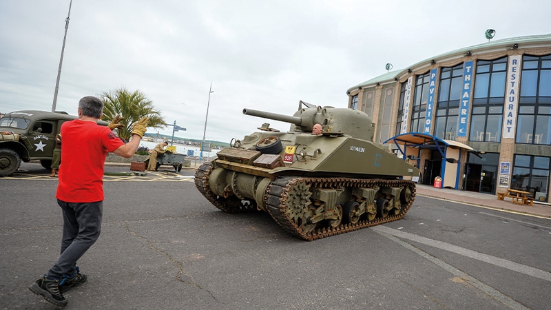 Sherman tank on the Weymouth waterfront