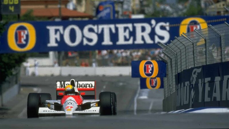 7 Mar 1990- Ayrton Senna of Brazil in action in his McLaren Honda during the Australian Formula One Grand Prix at the Adelaide circuit in Australia