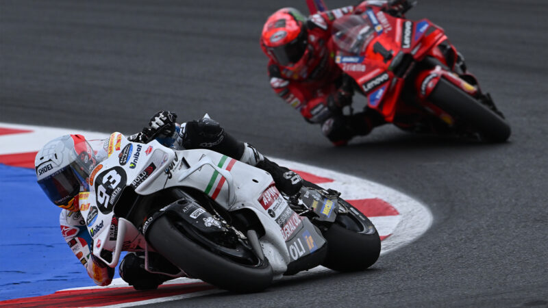 Marquez risks it all as he leaves Bagnaia behind