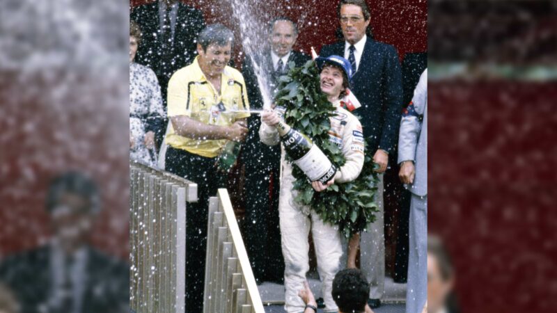 Gilles Villeneuve on the podium