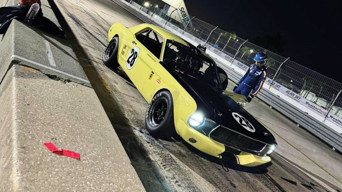 Globe-trotting Nigel Greensall shared the wheel of this 1967 Ford Mustang at Sebring’s Classic 12 Hours