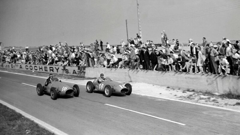 Hawthorn 16 in Ferrari and Fangio’s in Maserati jpg
