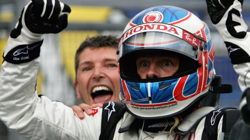 Jenson Button surprise and cheer
