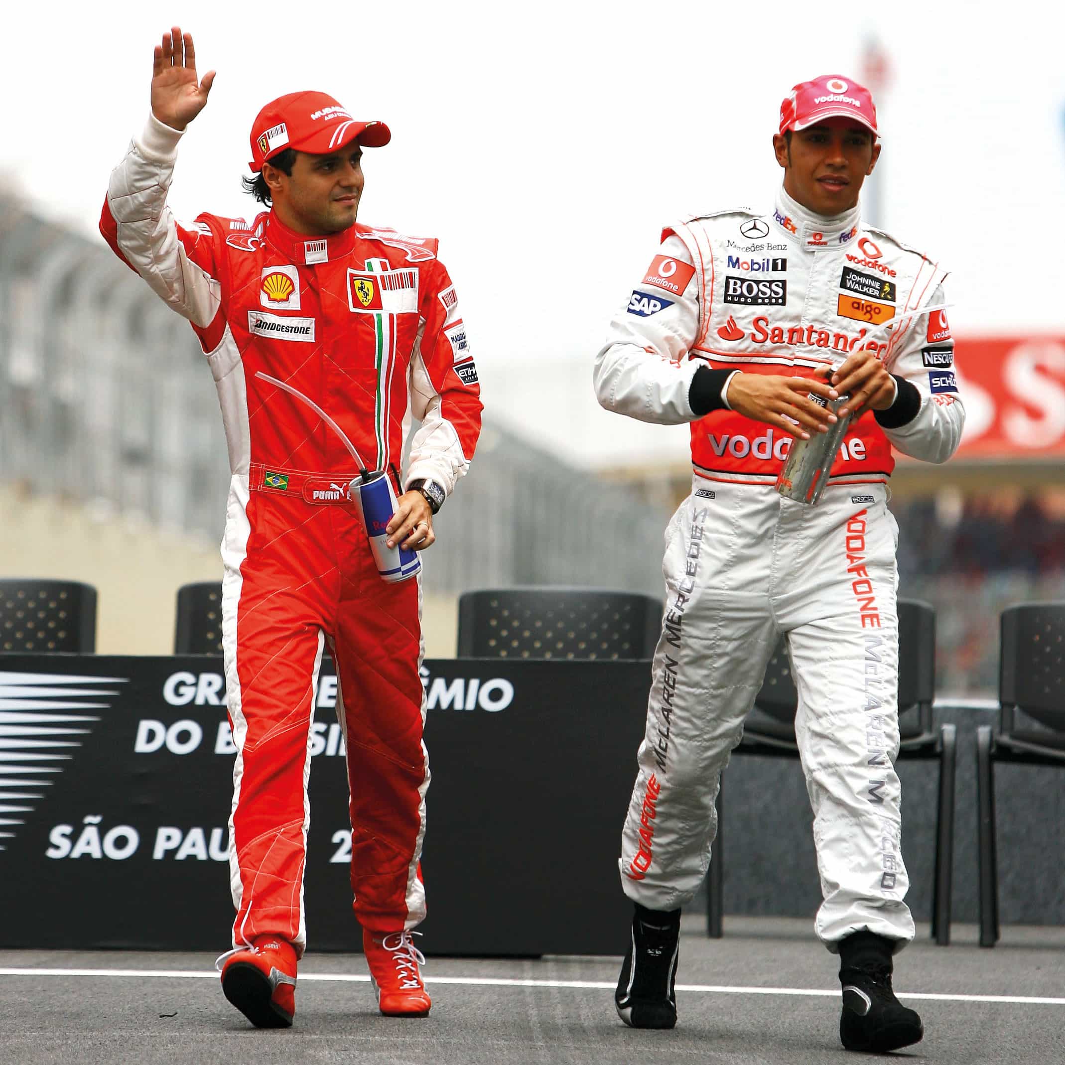 Lewis Hamilton and Felipe massa walking