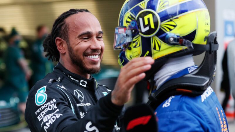Lewis Hamilton congratulates Lando Norris