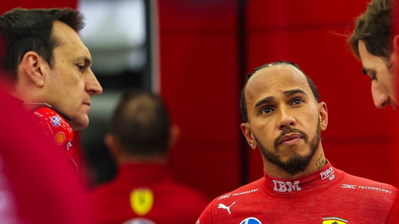 Lewis Hamilton with engineer Riccardo Adami at 2025 F1 preseason testing