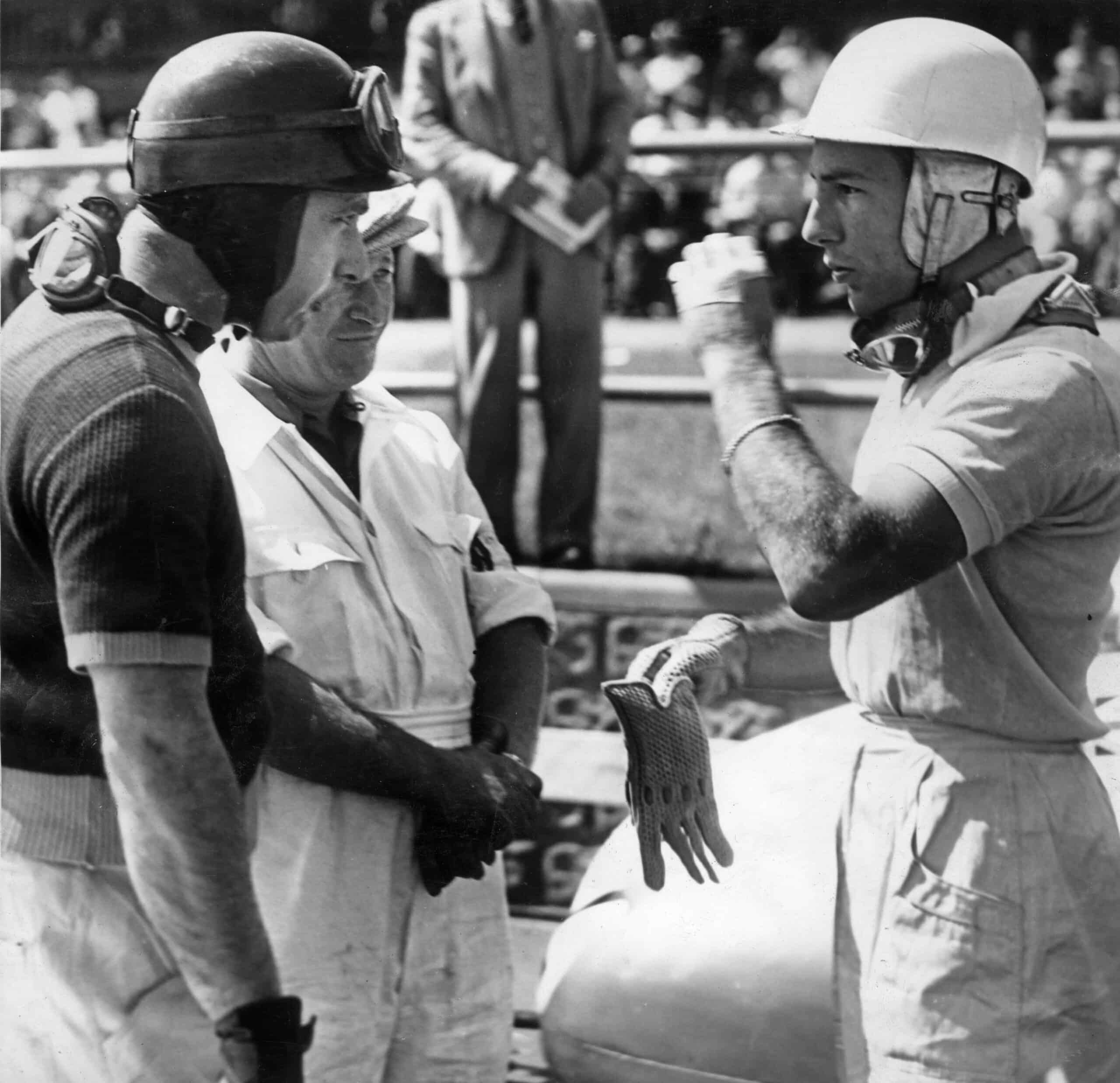 Stirling Moss and Juan Manuel Fangio British GP