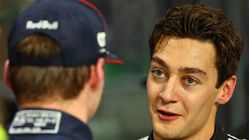 Max Verstappen and George Russell during the Saudi Arabian GP