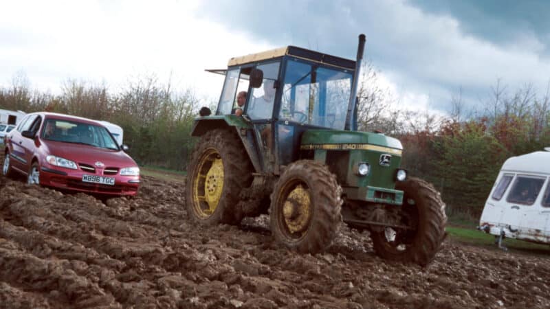 The rain turned the car parks into a quagmire during the 2000 British GP