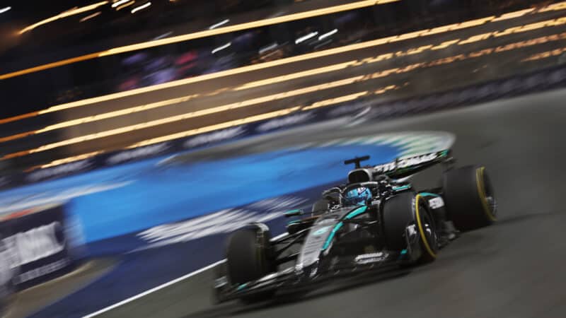 Mercedes of George Russell in 2025 F1 Saudi Arabian GP