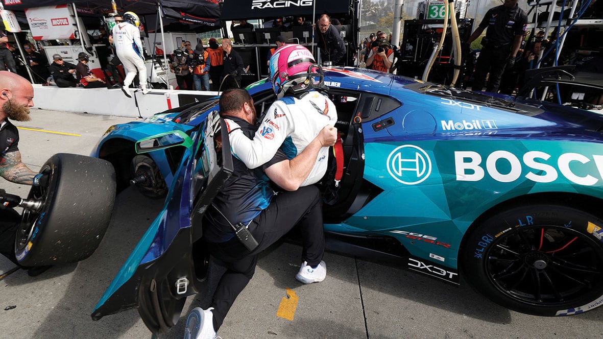 Paraplegic racer Robert Wickens GT3 Corvette at Long Beach