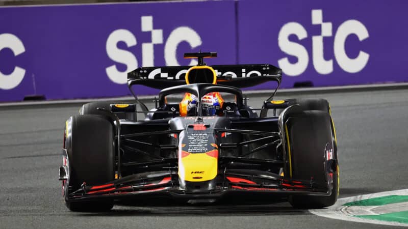 Max Verstappen (Red Bull-Honda) during practice for the 2025 Saudi Arabian Grand Prix