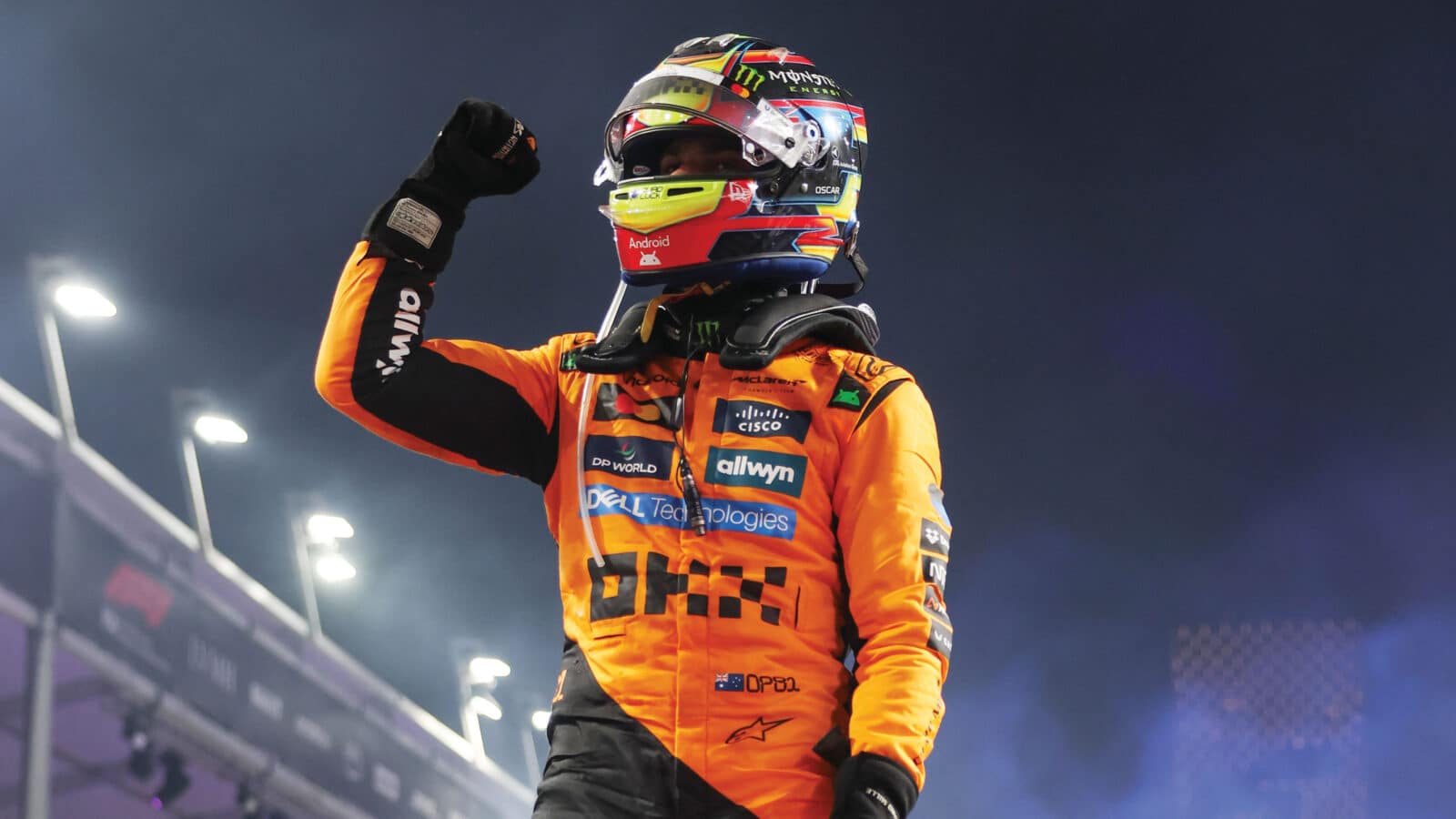Oscar Piastri celebrates his win at the Saudi Arabia GP. Is he a champion in waiting?