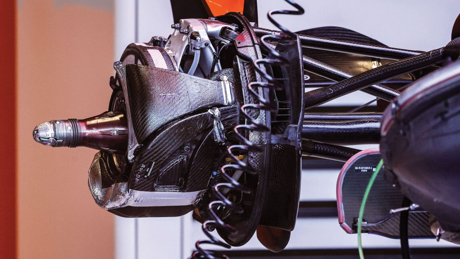 A close up of the rear brakes of the MCL39 taken at Imola which have been under intense scrutiny by rival teams