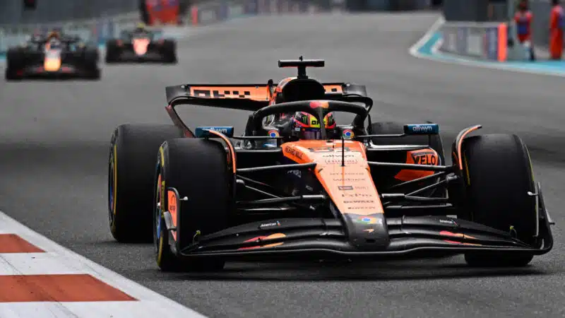 Oscar Piastri leading the Miami GP