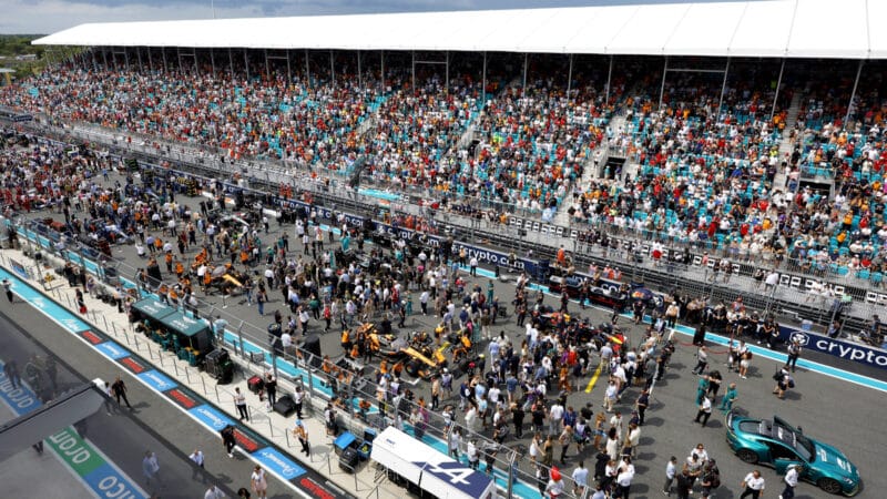 A general view of the grid prior to the F1 Grand Prix of Miami