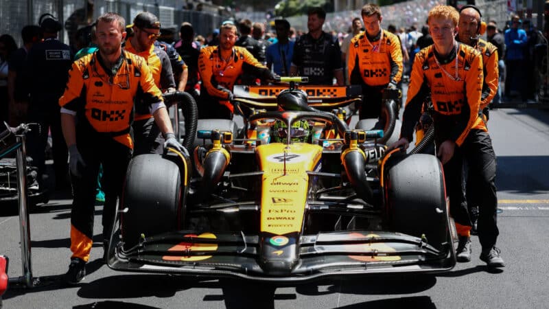 Lando Norris prepares to drive on the grid during the F1 Grand Prix of Monaco