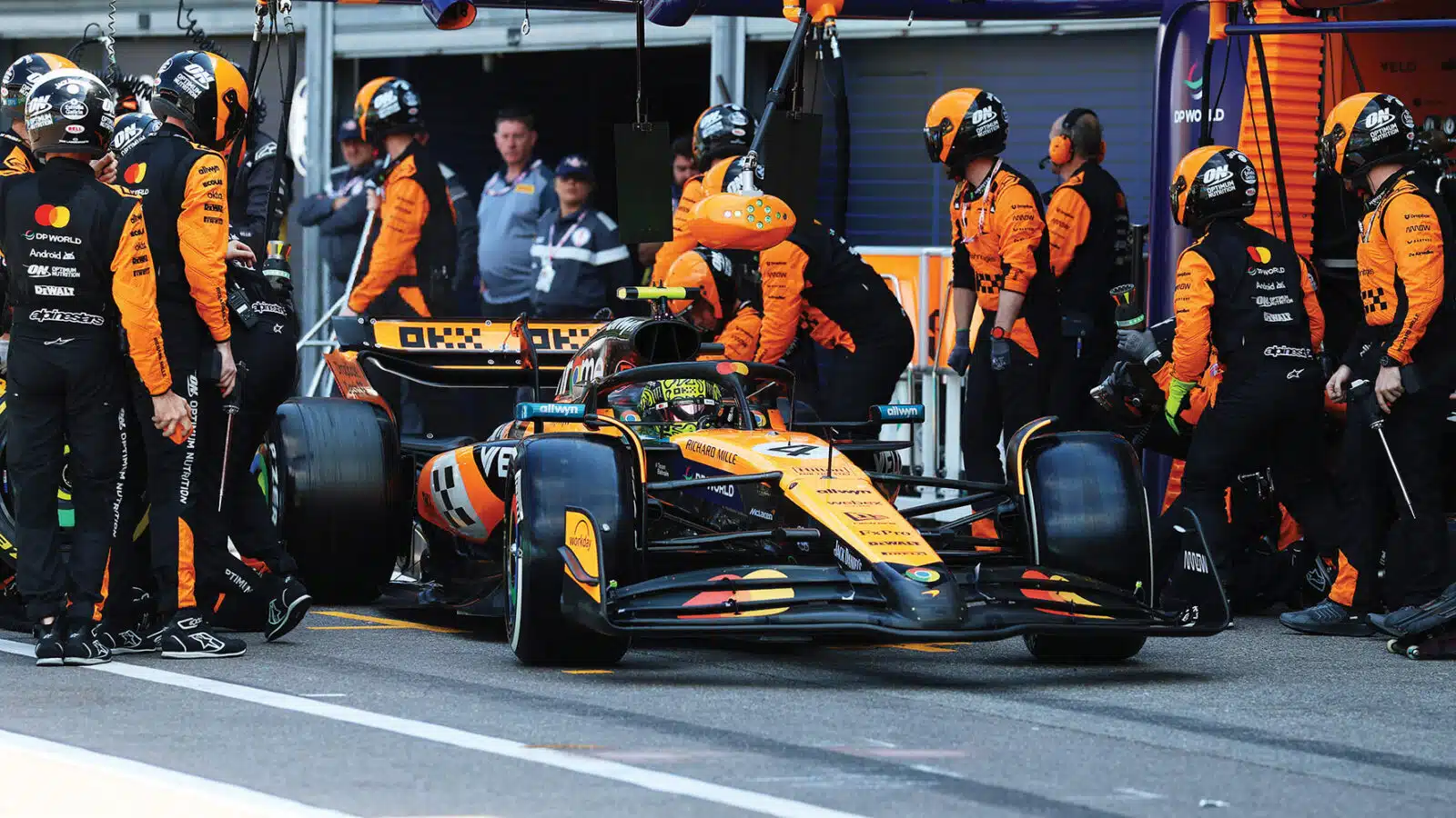 Lando Norris in the pit lane