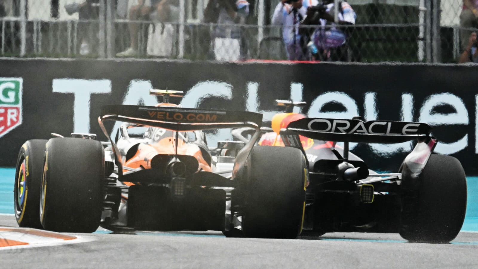 Max Verstappen and Lando Norris battle