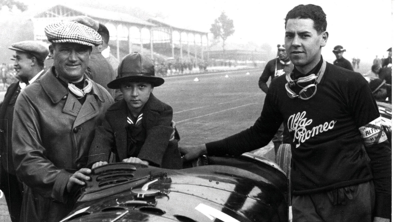 Antonio Ascari, son Alberto, and Alfa mechanic Giulio Ramponi, Monza, 1924