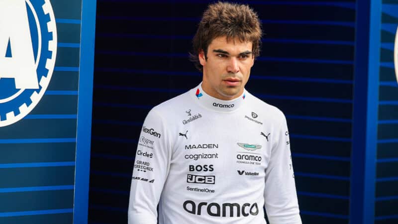 Lance Stroll walks away from the pitlane after qualifying for the 2025 F1 Spanish Grand Prix