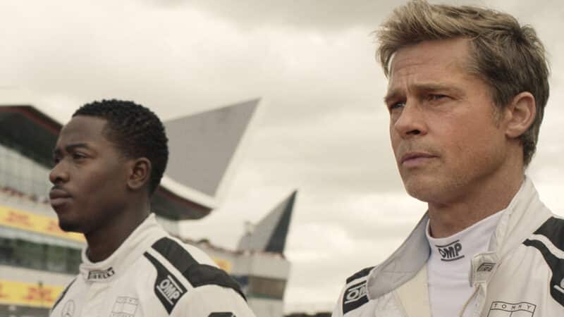 Brad Pitt and Damson Idris in publicity shot for F1 Movie