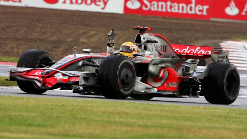 Lewis Hamilton at Silverstone in 2008