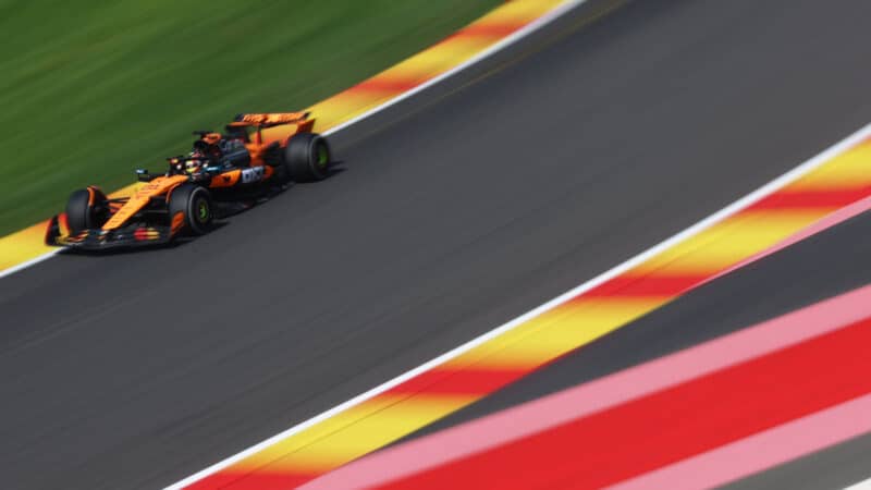Oscar Piastri during practice for the Belgian GP