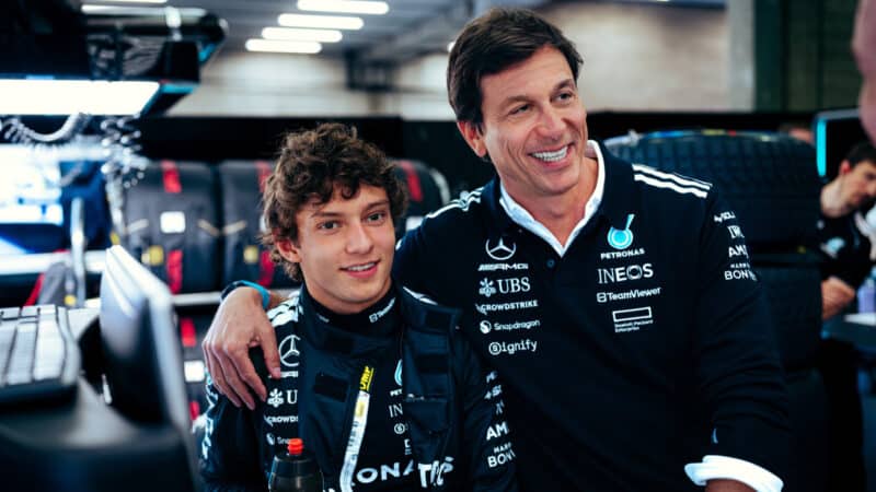 Kimi Antonelli and Toto Wolff