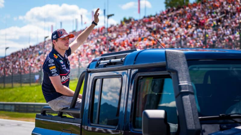 Max Verstappen waves to the crowd at the 2025 F1 Dutch Grand Prix