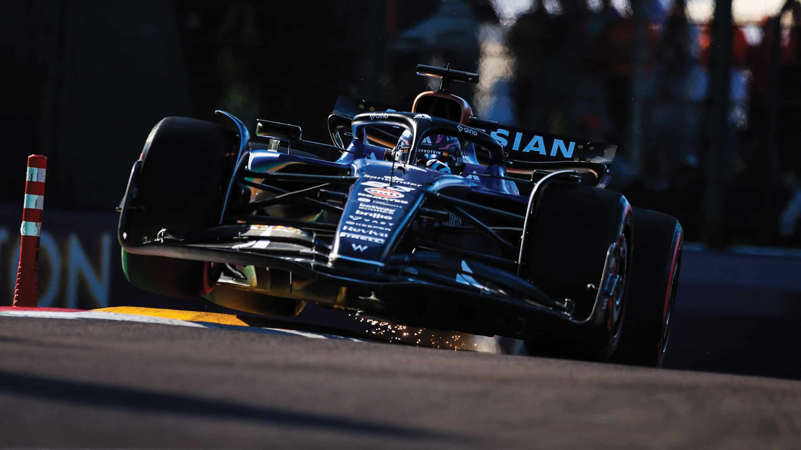 Alex Albon off the ground in Williams