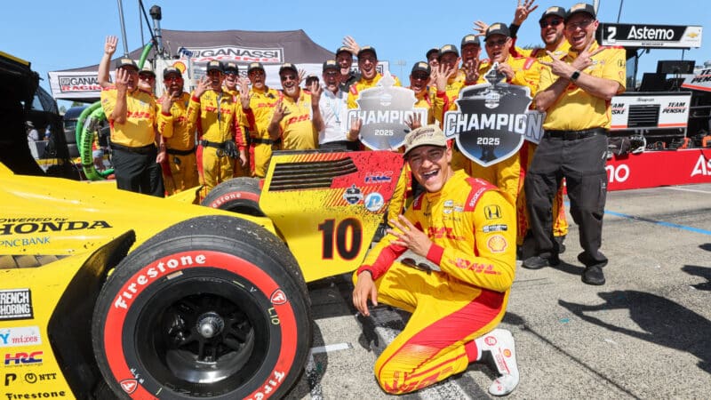 Alex Palou celebrates his fourth IndyCar title