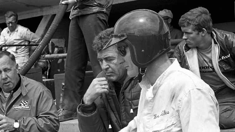 Miles aboard a Shelby Cobra in 1965