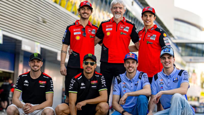 Gigi Dall Igna with 2025 Ducati MotoGP riders