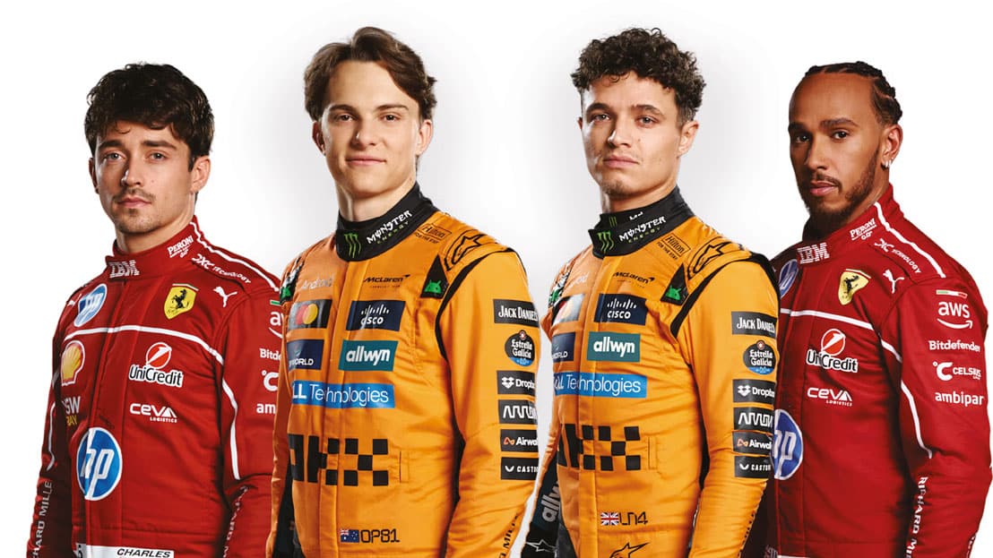Lewis Hamilton, Lando Norris, Charles Leclerc, Oscar Piastri