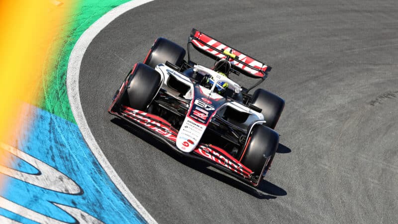 Oliver Bearman (Haas-Ferrari) during practice for the 2025 Dutch Grand Prix
