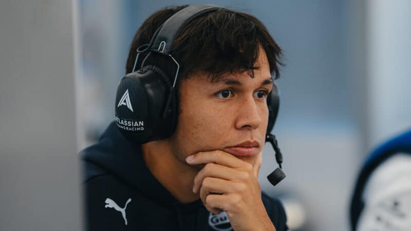 Alex Albon rests his chin on his hands at the 2025 F1 Italian Grand Prix