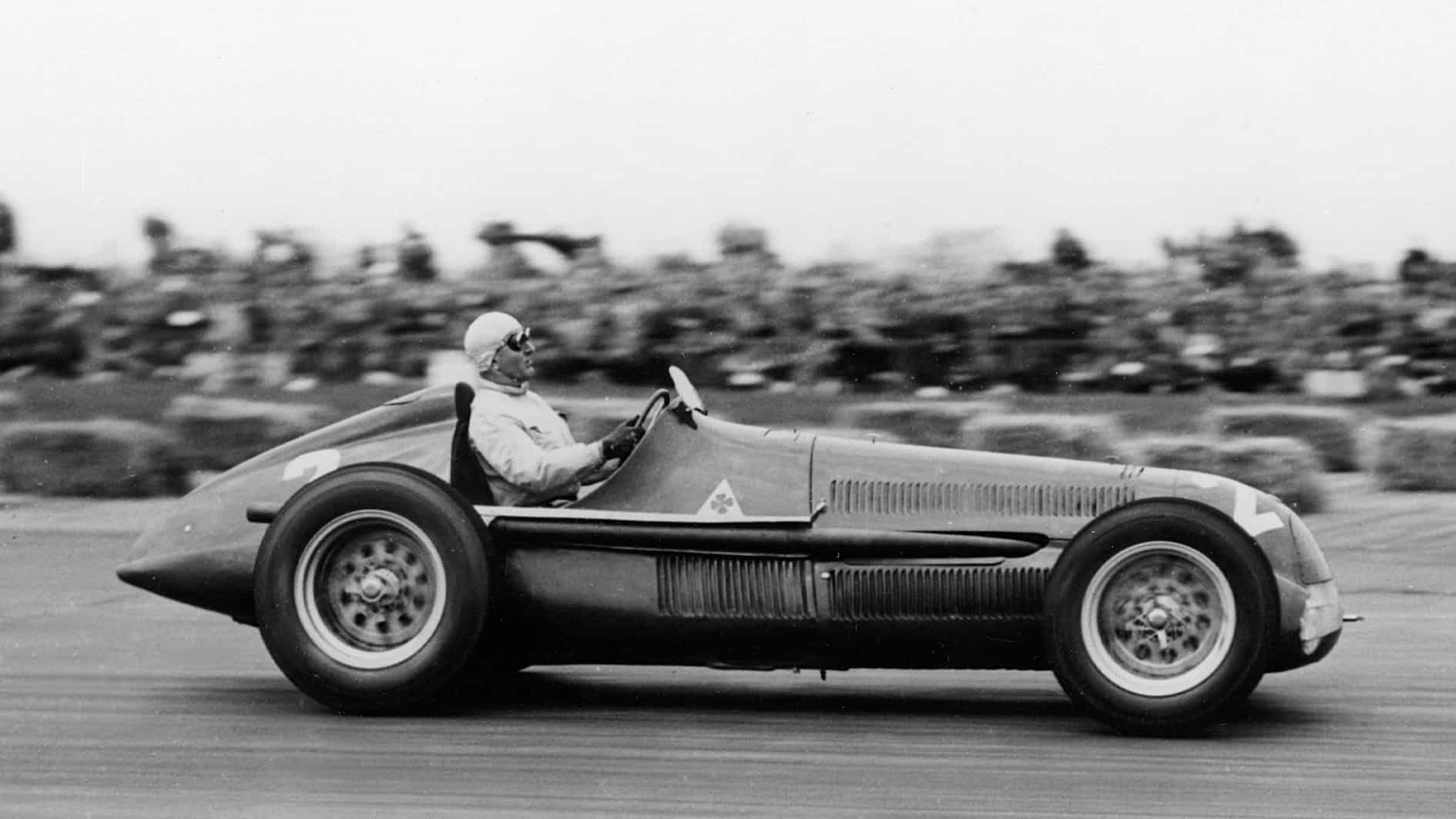 Alfa Romeo, Giuseppe Farina winner British Grand Prix at Silverstone 1950. Creator- Unknown. (Photo by National Motor Museum:Heritage Images via Getty Images)