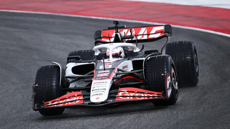 Romain Grosjean tests for Haas at the Mugello circuit