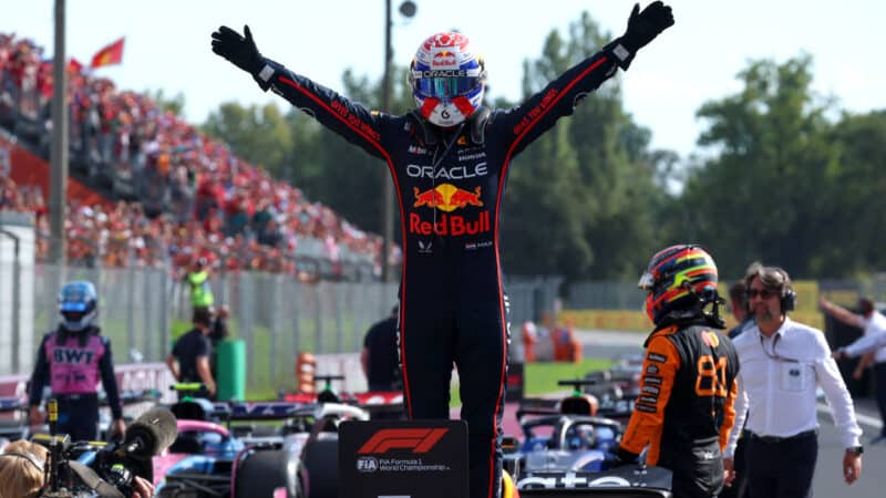 Max Verstappen celebrates at the Italian GP