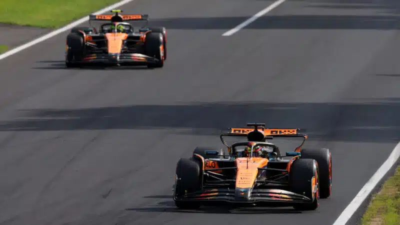 Oscar Piastri leads Lando Norris at the Italian GP